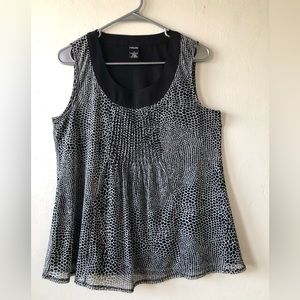 RAFAELLA Womens Semi Sheer Lined Semi Loose Sleeveless Top Size Medium